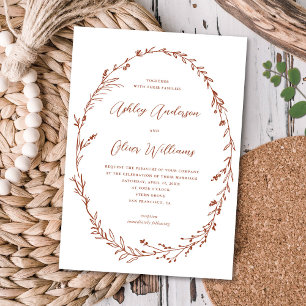 Convite Terracotta White Rustic Wildflower Wreath Casament