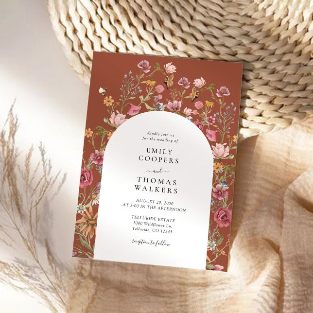 Convite Terracotta Wildflower Arch Invitation (Criador carregado)