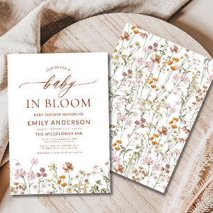 Convite Terracotta Wildflower Baby in Bloom Chá de fraldas