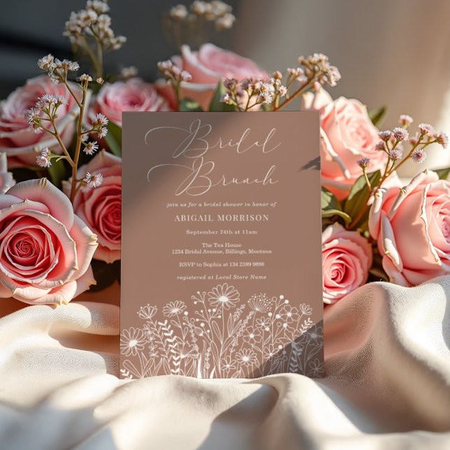 Convite Terracotta Wildflower Boho Bridal BrunChá (Criador carregado)
