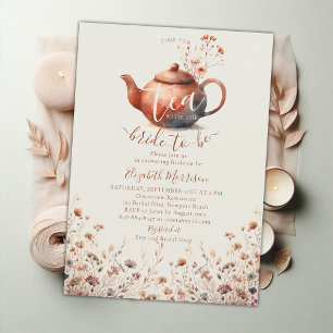 Convite Terracotta Wildflower Modern Bridal Tea Chá