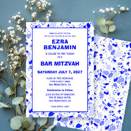 Convite Terrazzo Hand Desenhou Bar Personalizado Bat Mitzv