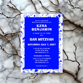 Convite Terrazzo Hand Desenhou Bar Personalizado Bat Mitzv