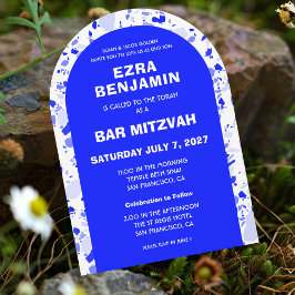 Convite Terrazzo Hand Desenhou Bar Personalizado Bat Mitzv