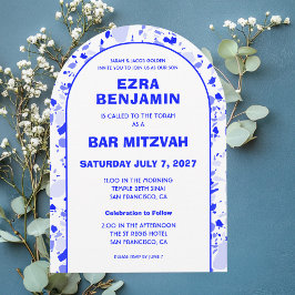 Convite Terrazzo Hand Desenhou Bar Personalizado Bat Mitzv