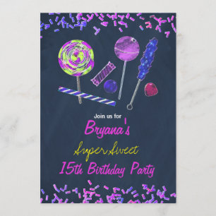 Convite Terreno de Doces de Lousa Doce Chalk Doodles Festa