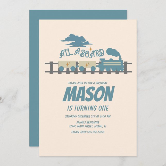 Convite Terrestre para Aniversários de criança de  (Frente/Verso)