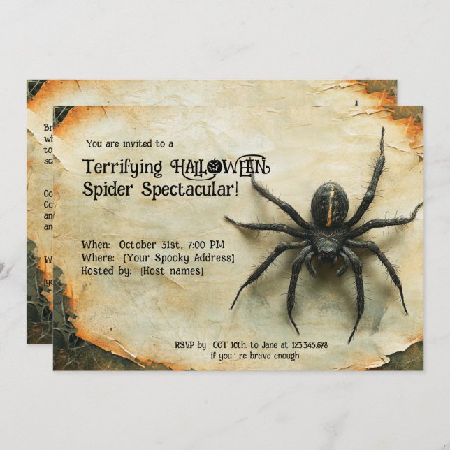 Convite Terrível HALLOWEEN Spider Espetacular! (Frente/Verso)