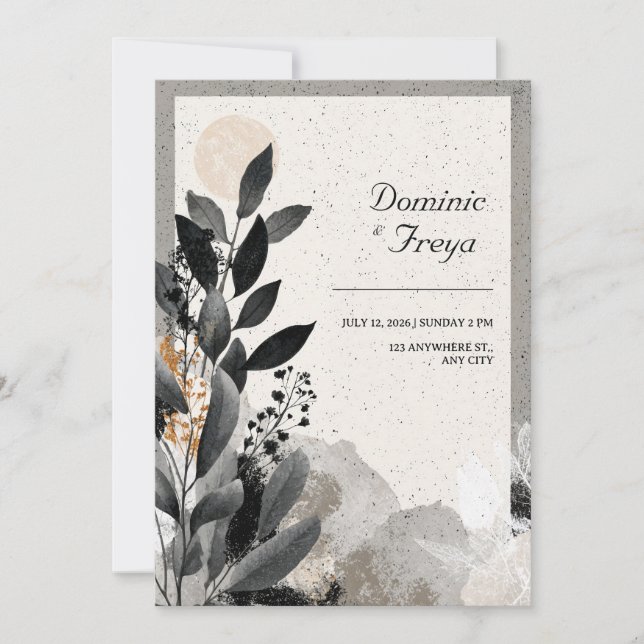 Convite Terthy Avant-Garde Foliage Wedding (Frente)
