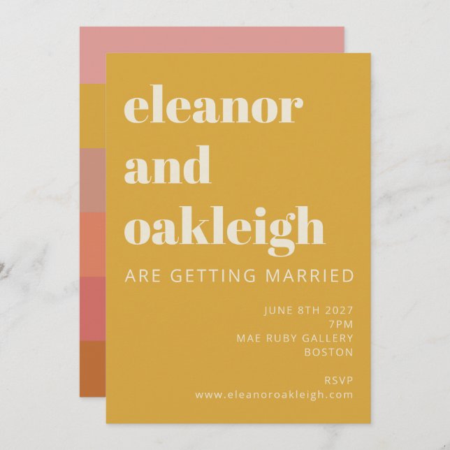 Convite Terthy Boho Rust Amarelo Moderno Casamento Geométr (Frente/Verso)
