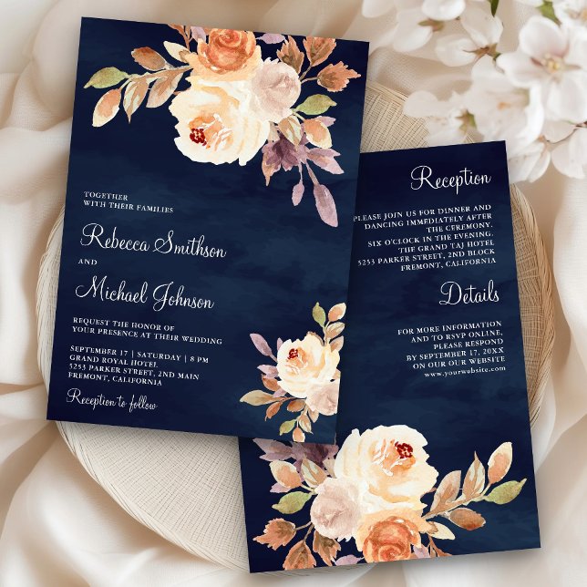 Convite Terthy Dusty Peach Floral Tudo em Um Casamento de  (Criador carregado)
