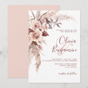 Convite Terthy Terracotta Floral Champagne Boho Casamento