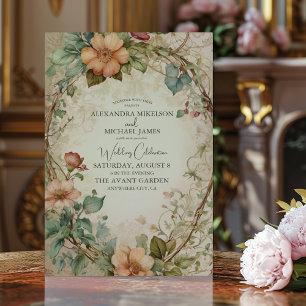 Convite Terthy Tones Desbotaram Casamento Floral Desvaneci