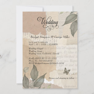 Convite Terthy Vintage Boho Greenery eucalyptus Wedding