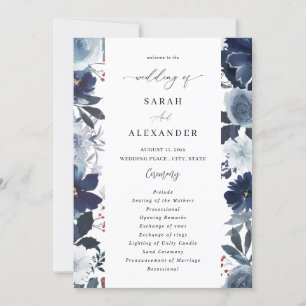 Convite Teste do Programa Floral de Casamento Azul e Marin