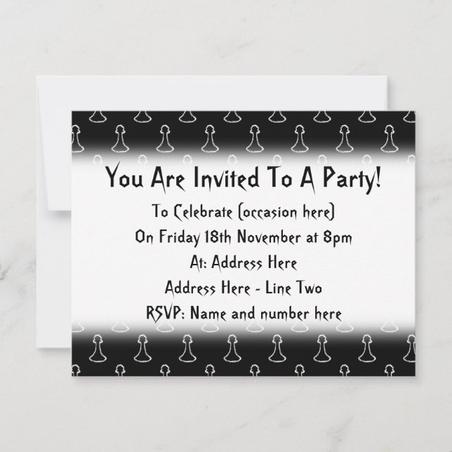 Convite Teste padrão da xadrez em preto e branco. (Frente)
