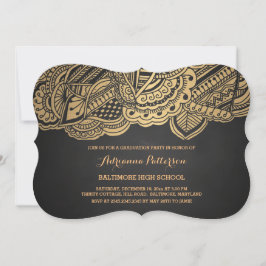 Convite Teste padrão Dourado da mandala do quadro do