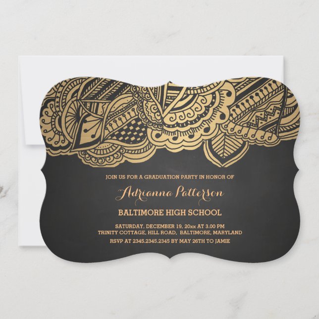 Convite Teste padrão Dourado da mandala do quadro do (Frente)