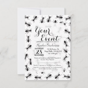 Convite Teste padrão preto engraçado das formigas