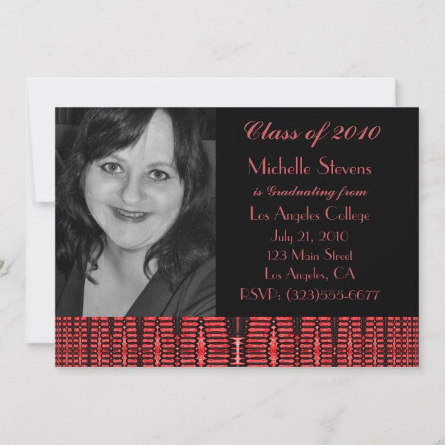 Convite teste padrão preto vermelho (Frente)