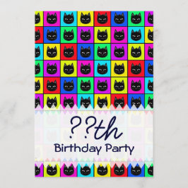 Convite Teste padrão quadrado do gato do arco-íris