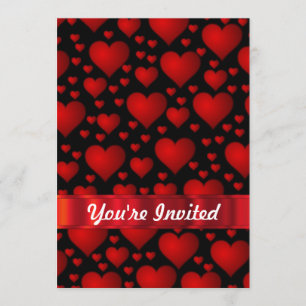 Convite Teste padrão vermelho do coração do amor