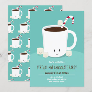 Convite Teto de Chocolate Quente da Festa de Natal Virtual