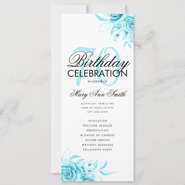 Convite Teto do Programa de Aniversário do Floral 70 com M (Frente)