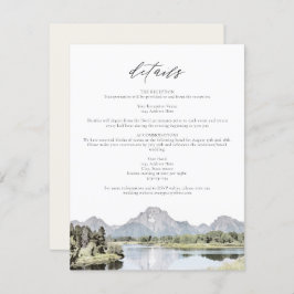 Convite TETON NATIONAL PARK Mountain Wedding Details Card