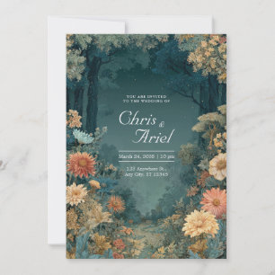 Convite Téu Boêmio Floral Floresta Escura Sombrio Bosque