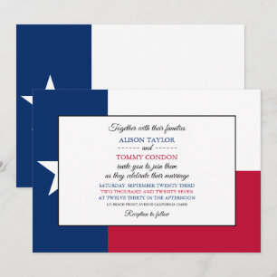Convite Texan Flag, Flag of Texas Wedding