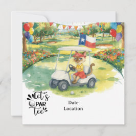 Convite Texas Birthday Themed for GOLFER Cat Lovers