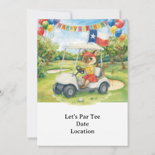 Convite Texas Birthday Themed for GOLFER Cat Lovers