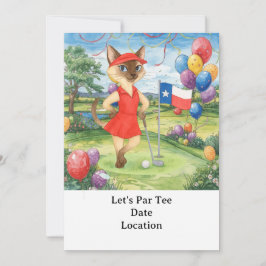 Convite Texas Birthday Themed for GOLFER Cat Lovers