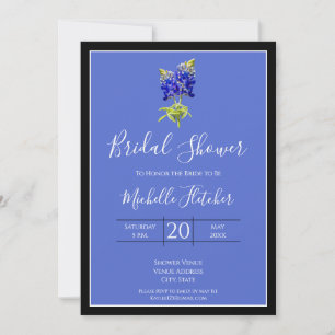 Convite Texas Bluebonnets em Blue, Spring Weds, Bridal