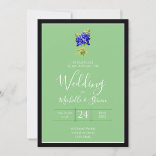 Convite Texas Bluebonnets em Sage, Casamento na primavera