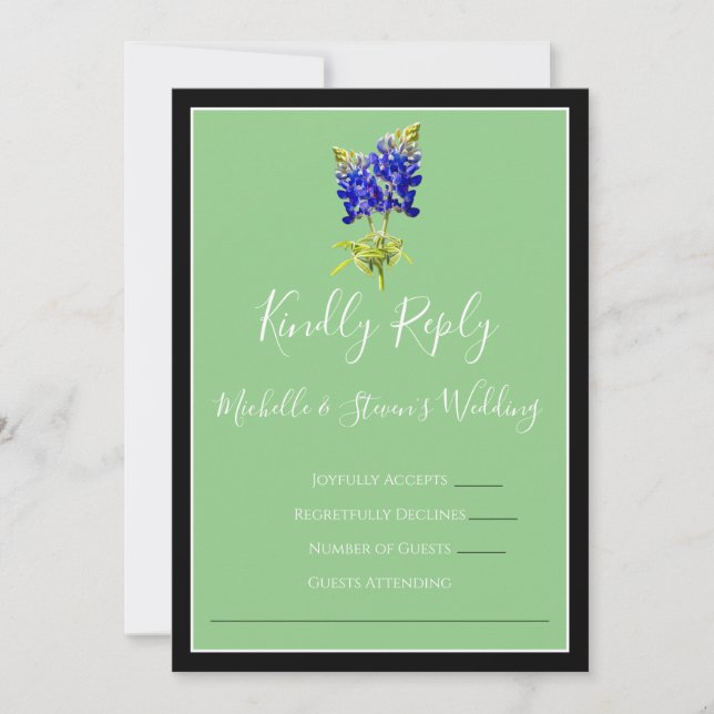 Convite Texas Bluebonnets na Sage, RSVP de Primavera (Frente)