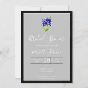 Convite Texas Bluebonnets on Light Cinza, Primavera, Brida