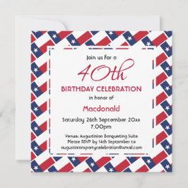 Convite TEXAS FLAG Celebração de Aniversário Personalizada