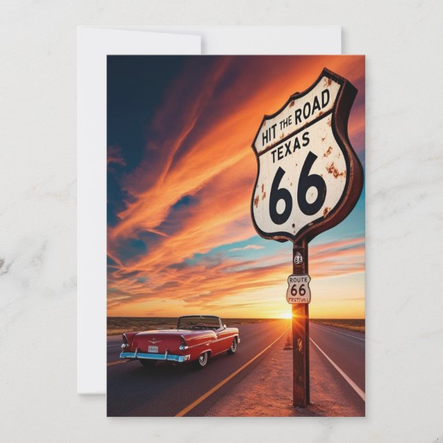 Convite Texas Route 66 Para Coletores PostcarD (Frente)