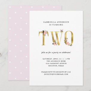 Convite Texto Bonito e Dourado  Segunda Festa de aniversá