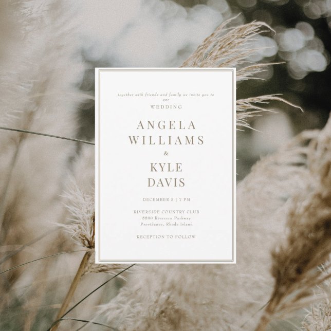 Convite Texto Branco e Dourado Moderno Sem Casamento de Pa (Criador carregado)