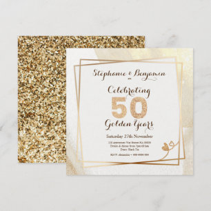 Convite Texto de Aniversário de Casamento de 50 anos Glitt