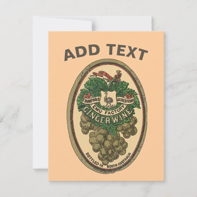 Convite Texto de Edição do Rótulo do Vinho de Gengibre Ant (Frente)