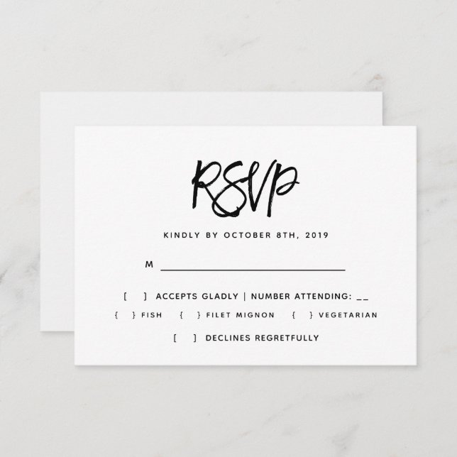 Convite Texto de Escova de Casamento RSVP (Frente/Verso)