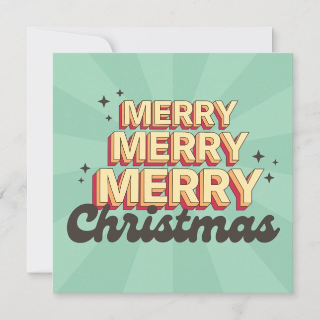 Convite Texto de natal de design de cartoon retrô (Frente)