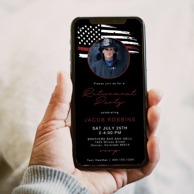 Convite Texto de Parte de Aposentação do Fireman com Sinal (Criador carregado)