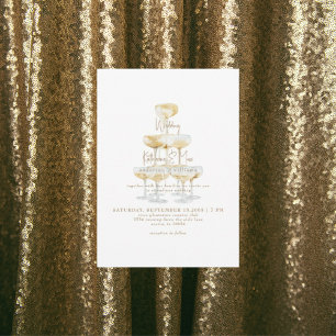 Convite Texto Dourado da Torre de Champagne Casamento II