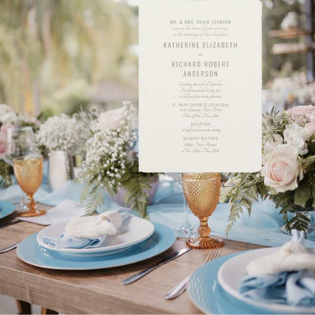 Convite Texto Dourado de Creme Formal Dois Pais Noivas de  (Criador carregado)