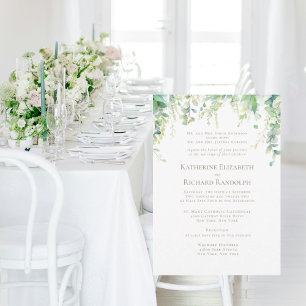 Convite Texto Dourado de Local de Casamento Botânico Branc